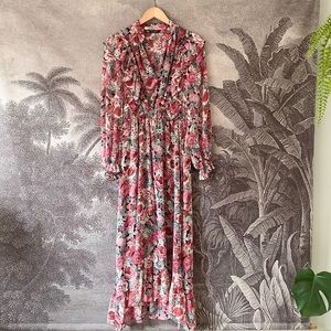 New Zara ruffled floral maxi dress | S